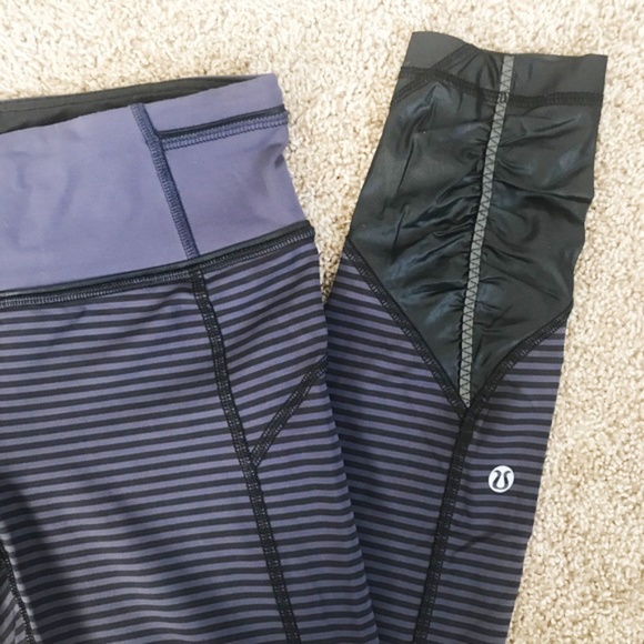 Lululemon Pace Queen Tight Stripe Cadet Blue Black - Picture 3 of 7